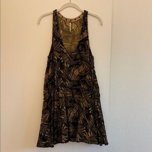 Free People Black and Gold Velvet Patterned Sleeveless Dress